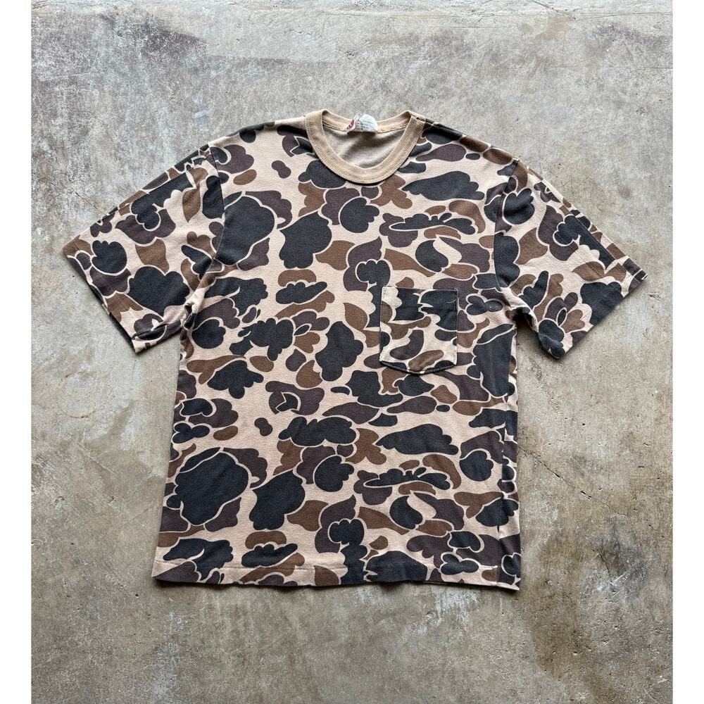 VTG 80s/90s Sports Afield Desert Camo Pocket Tee Size Small Made in USA